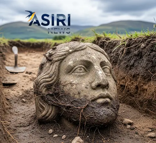 Medieval Sandstone Head Unearthed in Scottish Farm Excavation
